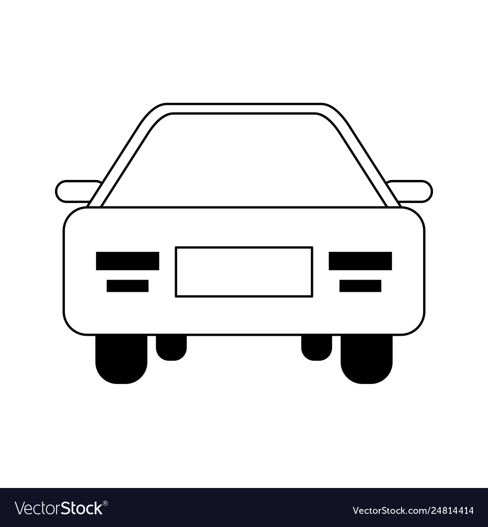 Car vehicle frontview symbol in black and white