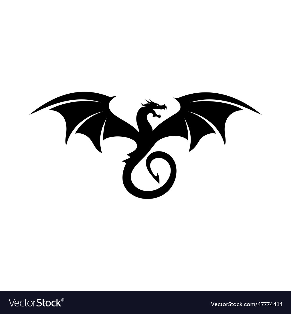 Flying dragon flat style logo Royalty Free Vector Image