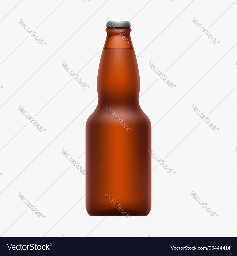 Full brown beer bottle isolated on white Vector Image