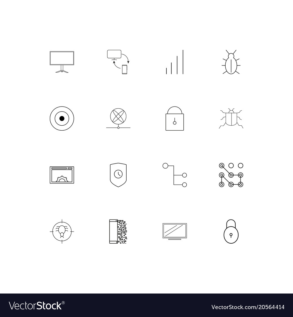 Internet security simple linear icons set