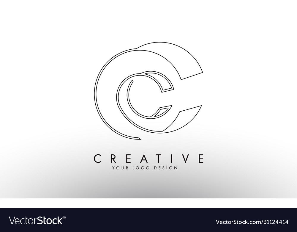 Outline monogram cc c letters logo design Vector Image