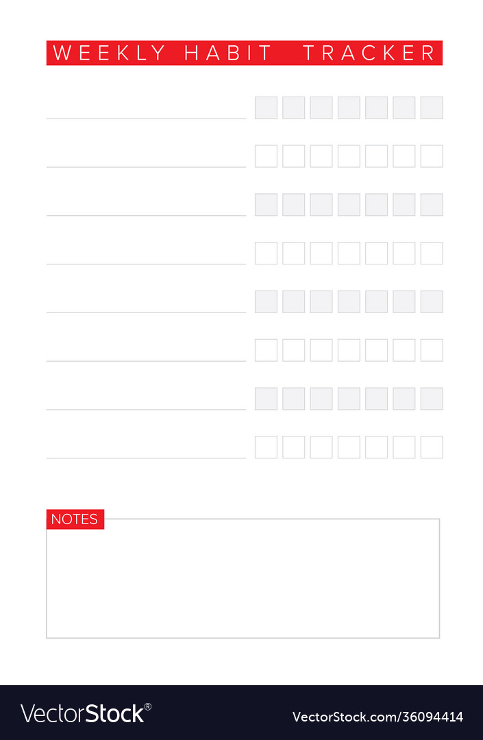 Weekly habit tracker template Royalty Free Vector Image