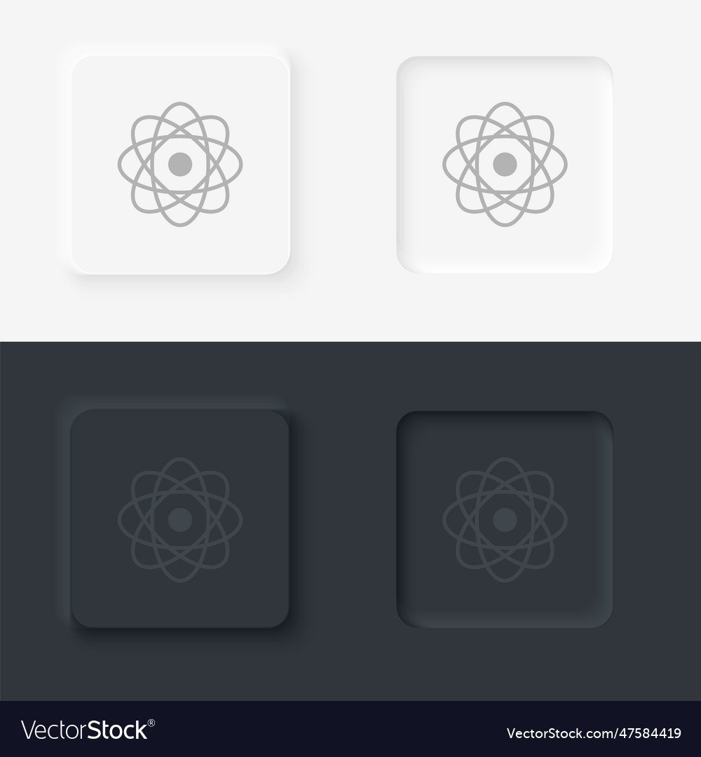 Atoms neomorphism style icon with button Vector Image