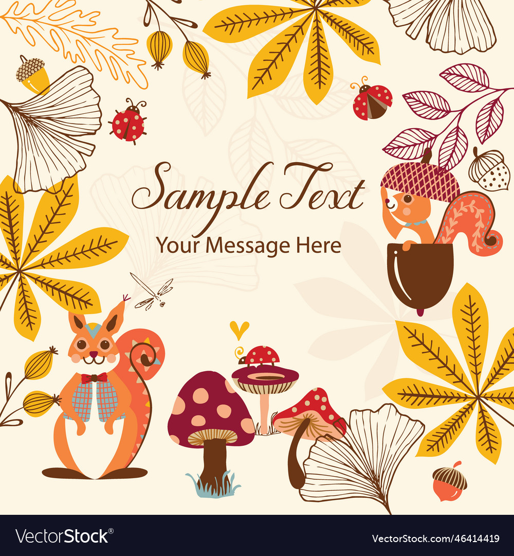 Autumn forest frame card background