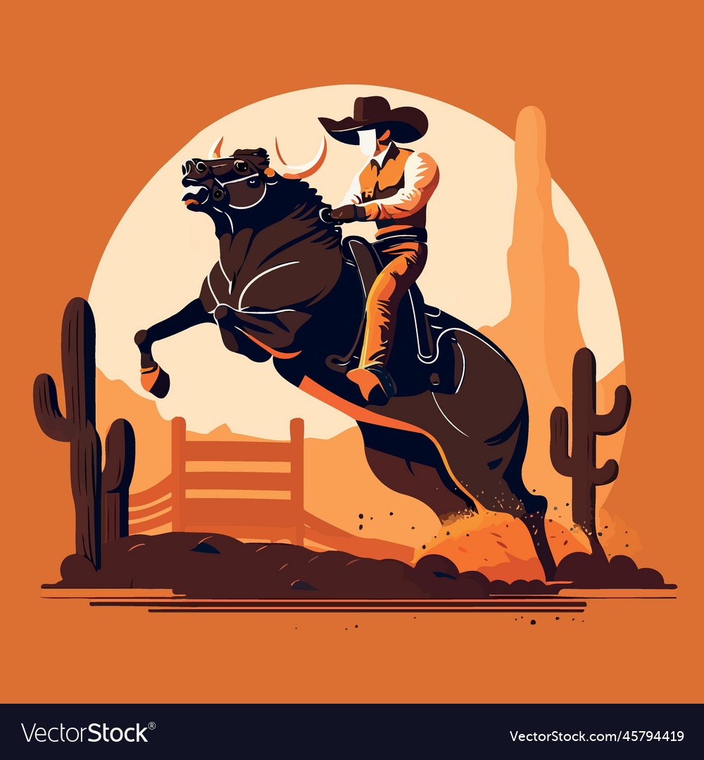 Bull riding cowboy Royalty Free Vector Image - VectorStock