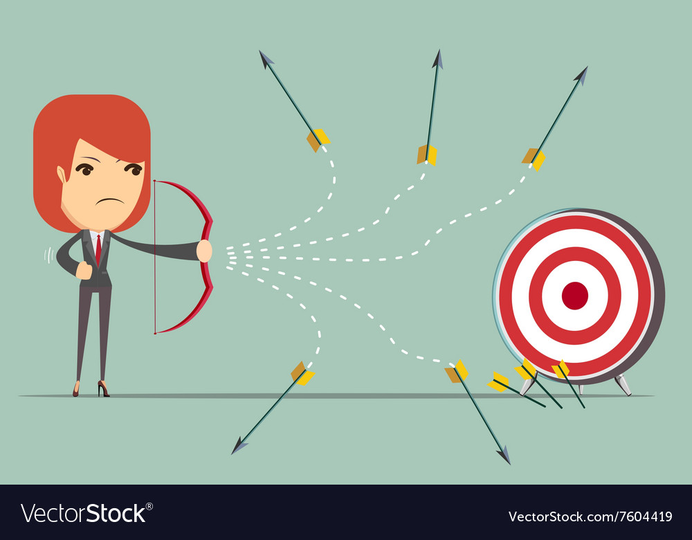 Business woman can not hit the target Royalty Free Vector