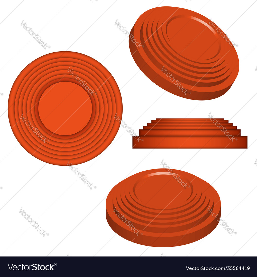Clay targets isolated on white orange plates vector image Clay targets isolated on white orange plates