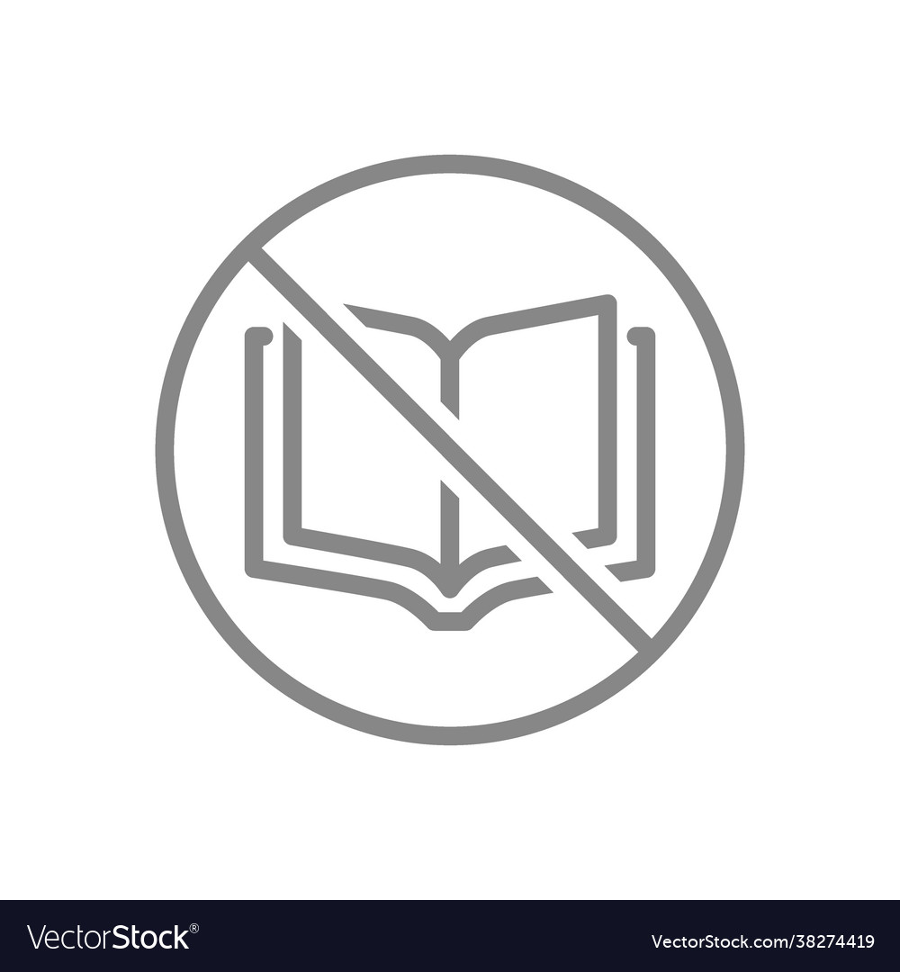 Forbidden sign with open book line icon Royalty Free Vector