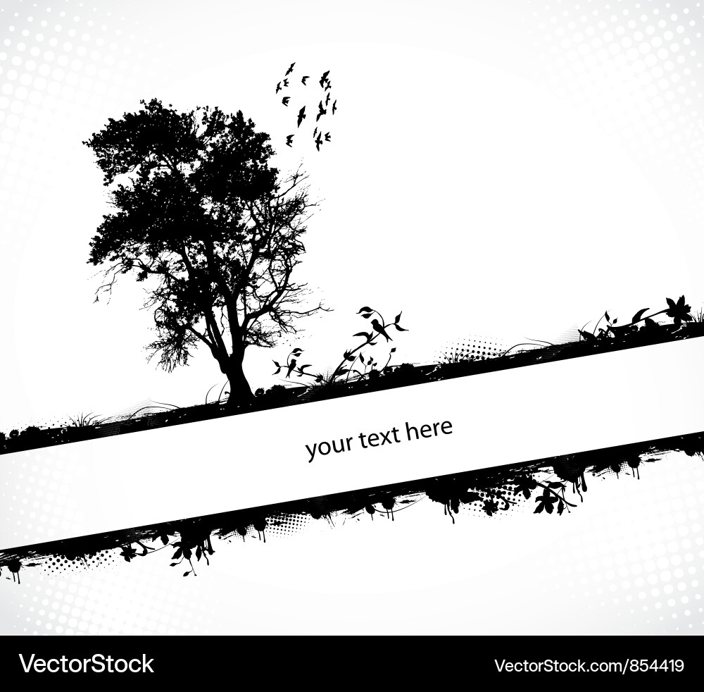 Grunge background with tree Royalty Free Vector Image