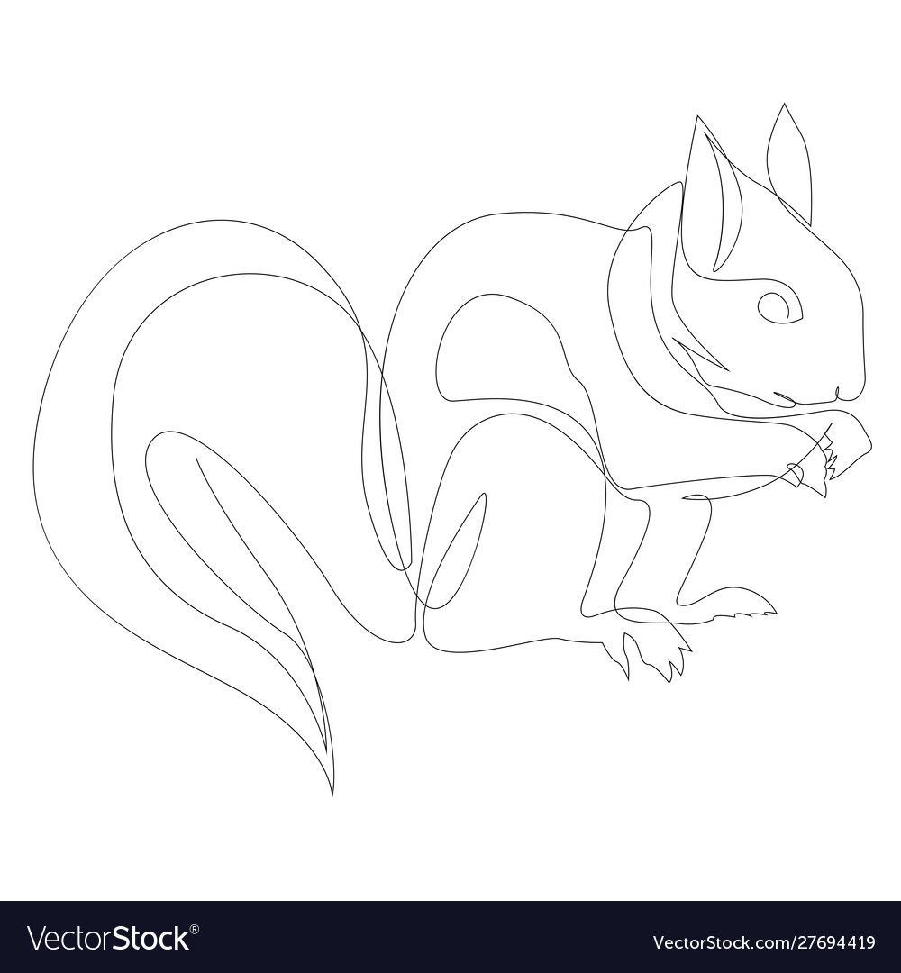 Eine Linie Eichhörnchen Zeichnung in minimal vector image Eine Linie Eichhörnchen Zeichnung in minimal