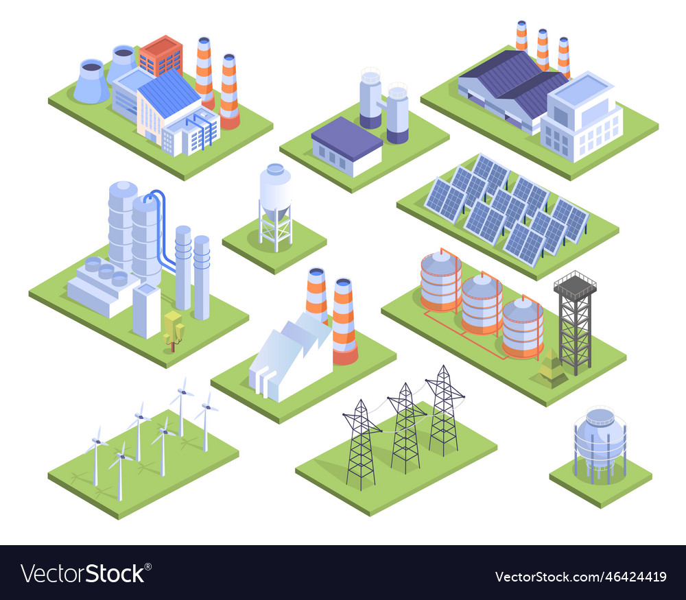 Power plants set Royalty Free Vector Image - VectorStock