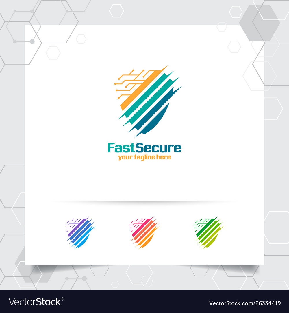 Security shield logo design with concept digital