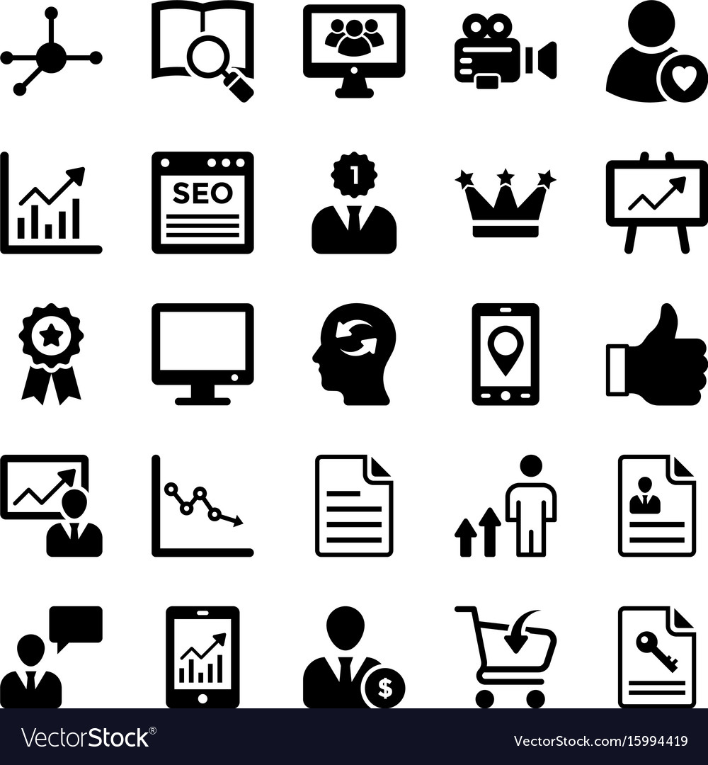 Seo and digital marketing glyph icons 12 Vector Image