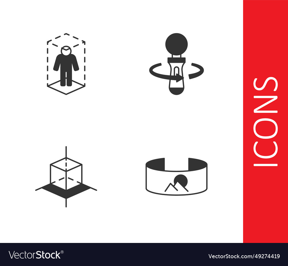 Set 360 degree view 3d modeling and vr controller vector image Set 360 degree view 3d modeling and vr controller
