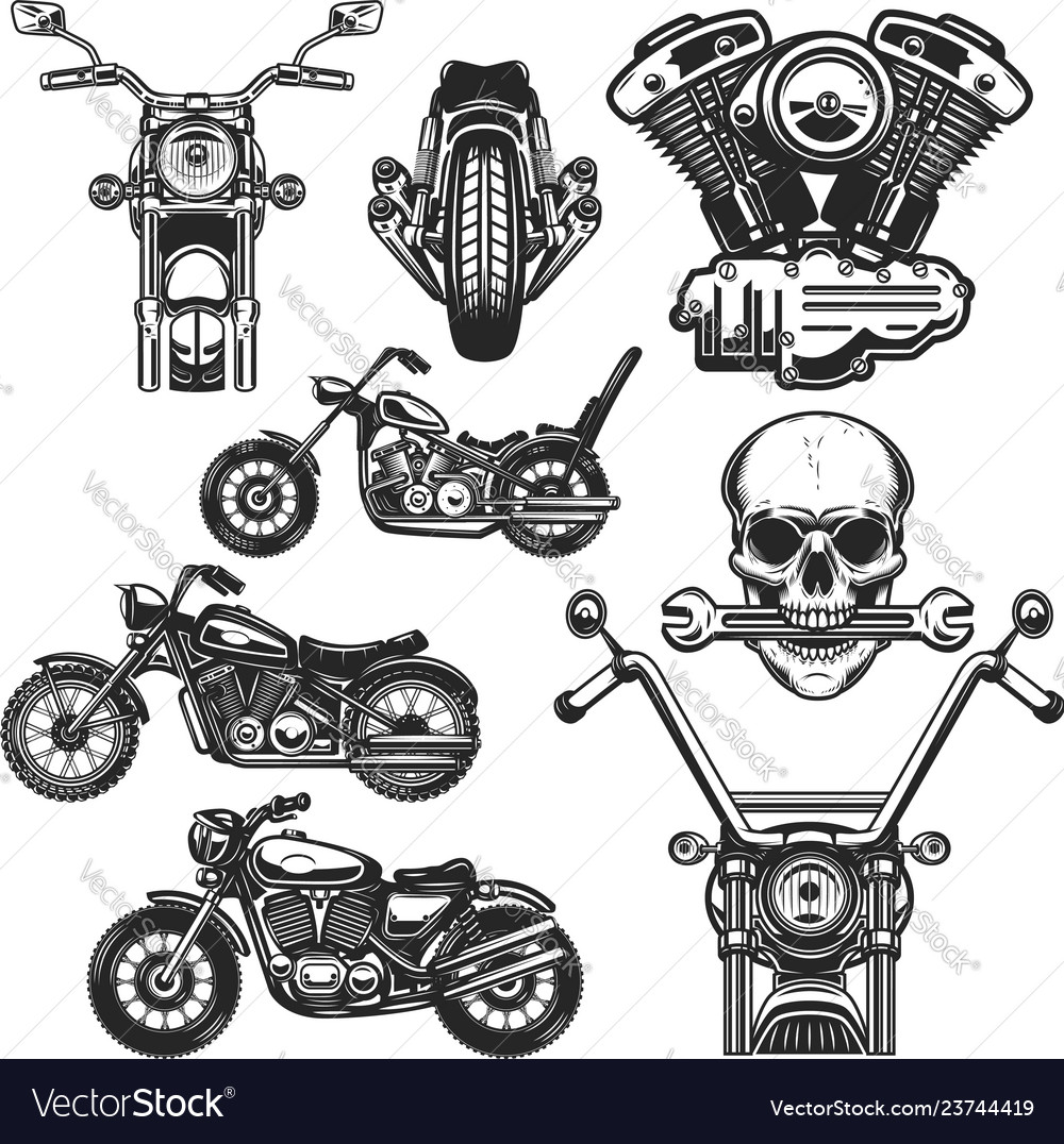 Set of motorcycle design elements for logo label Vector Image