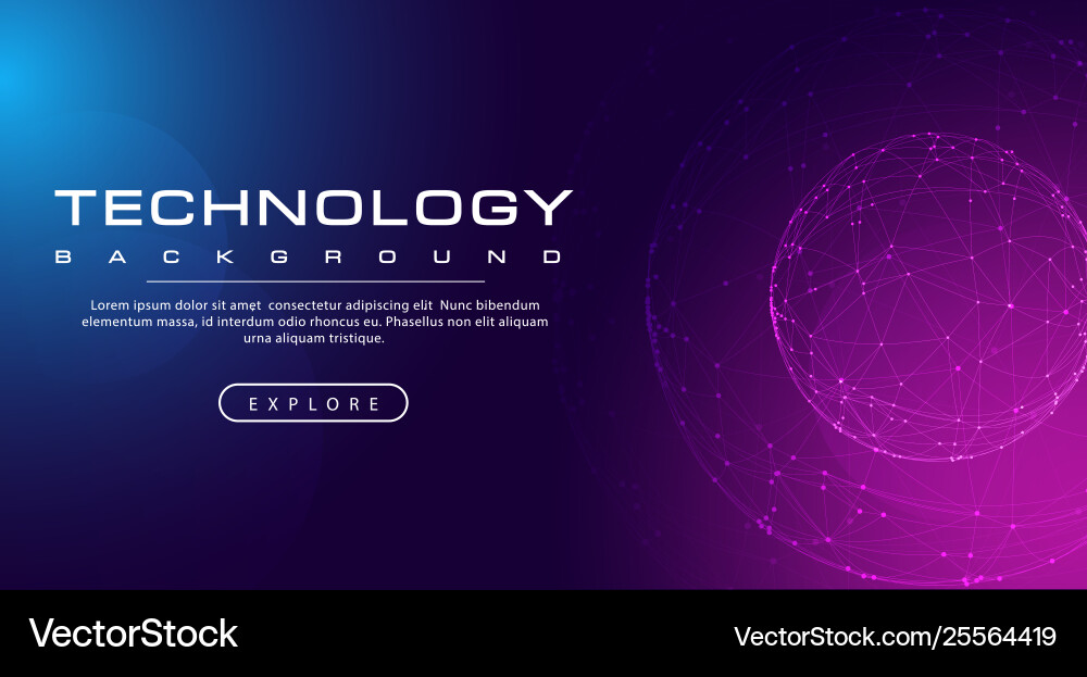 Technology Banner Line Link World Sphere Pink Blu Vector Image
