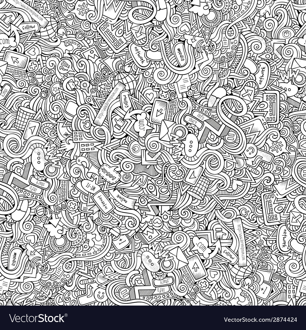 Doodles internet social media seamless pattern Vector Image