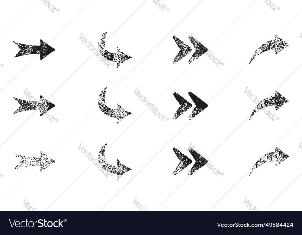 Grunge arrow set rough pointer to right grungy vector image Grunge arrow set rough pointer to right grungy