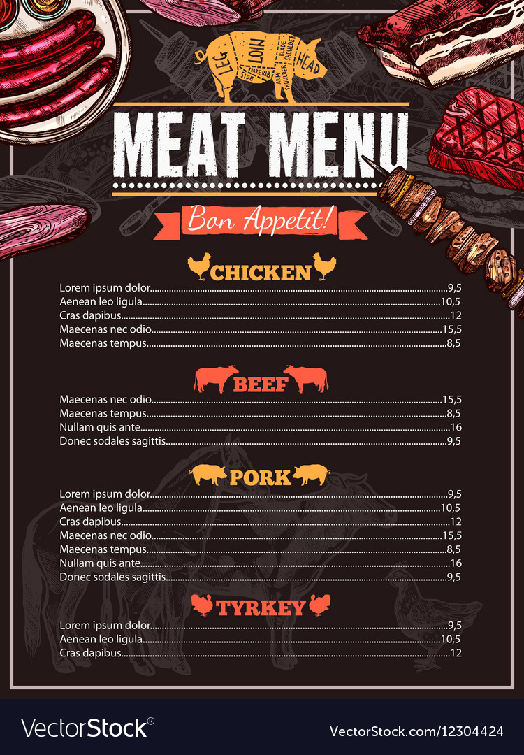 Hand Drawn Meat Menu Royalty Free Vector Image