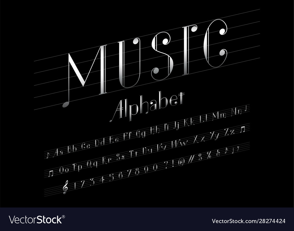 Music font Royalty Free Vector Image - VectorStock