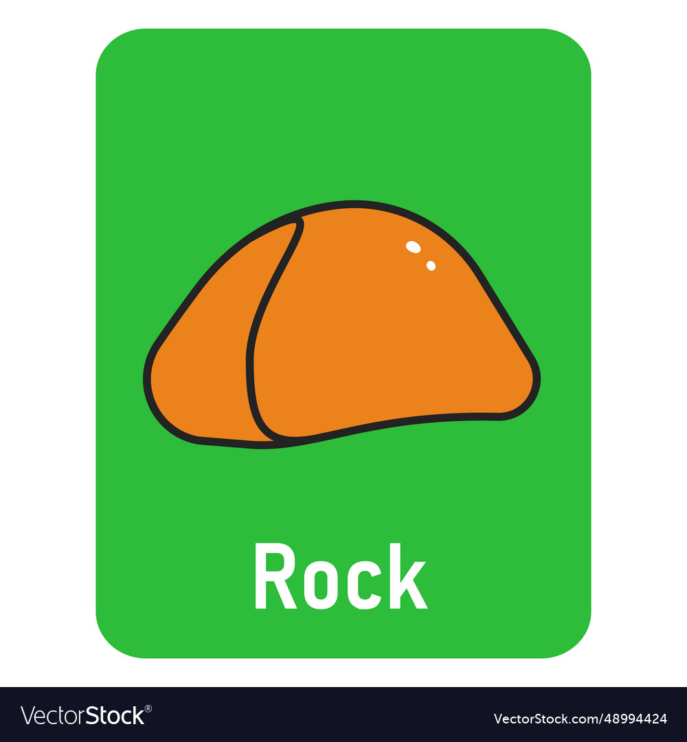 Rock green flashcard Royalty Free Vector Image