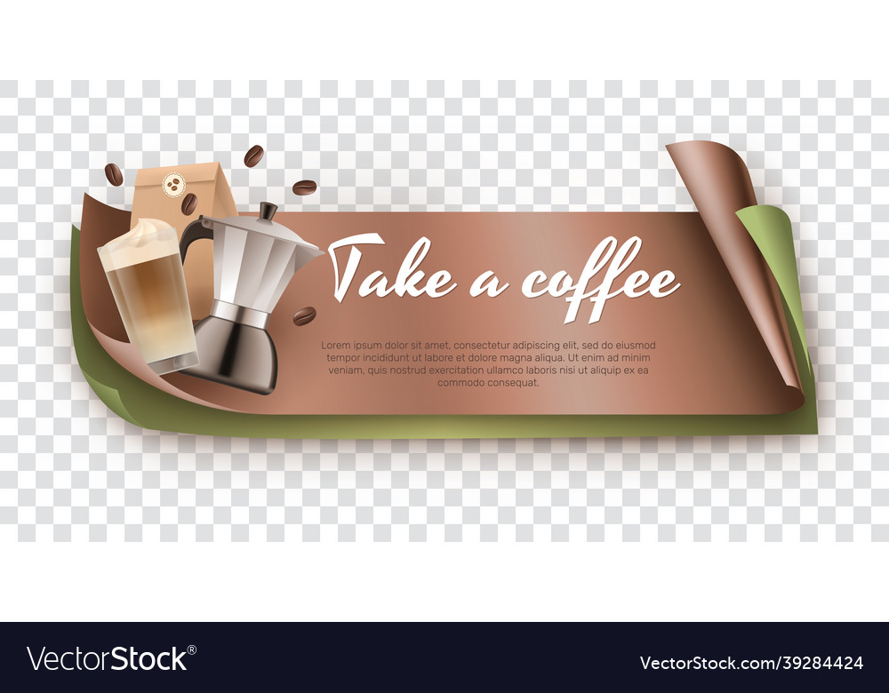 Take a coffee banner 3d realistic design