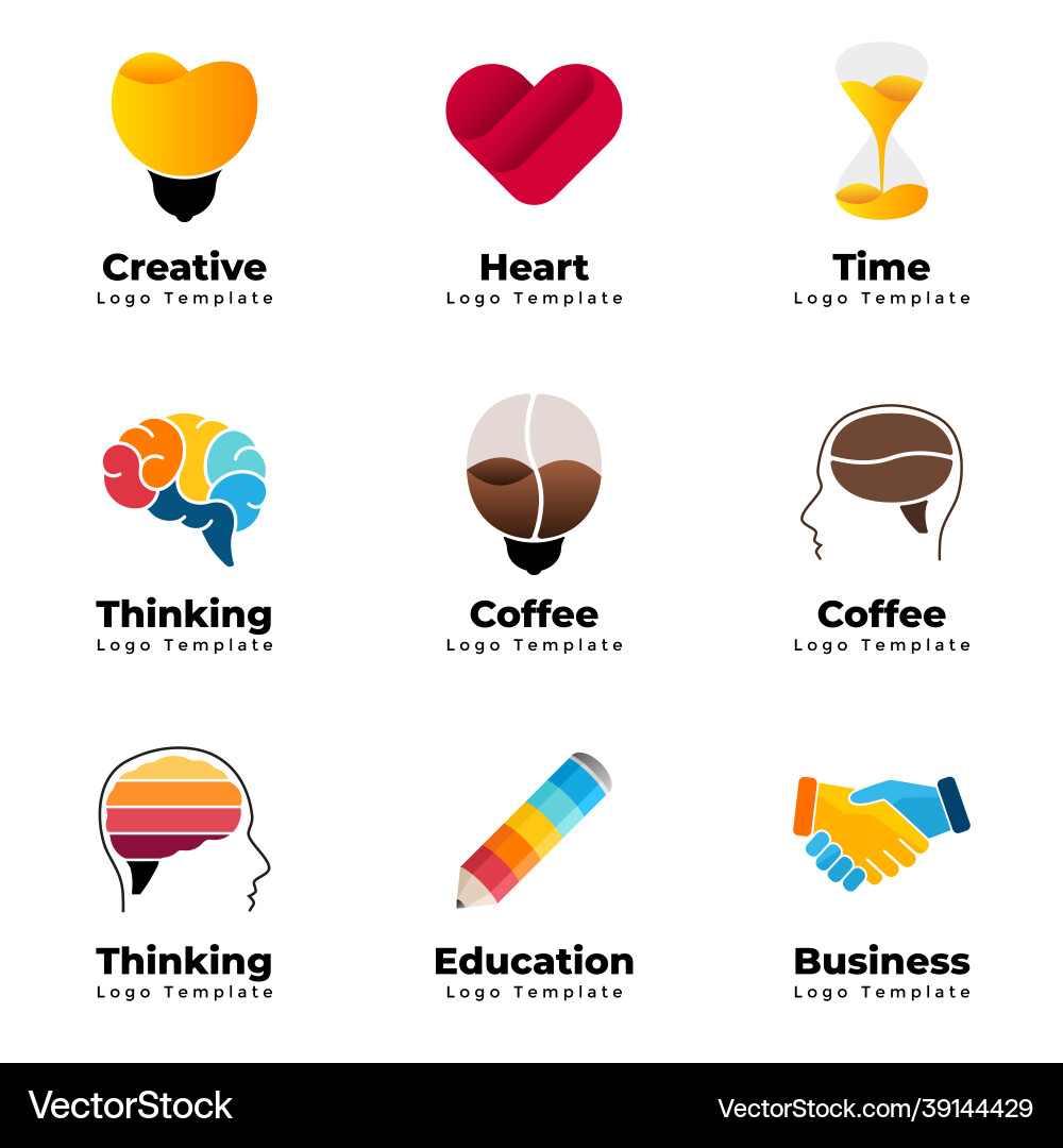 Colorful logo templates set abstract Royalty Free Vector