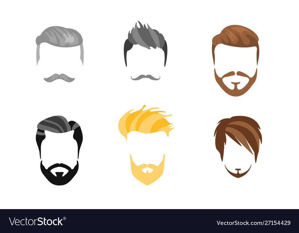 Different Male Hairstyles Beards And Mustaches Vector Image