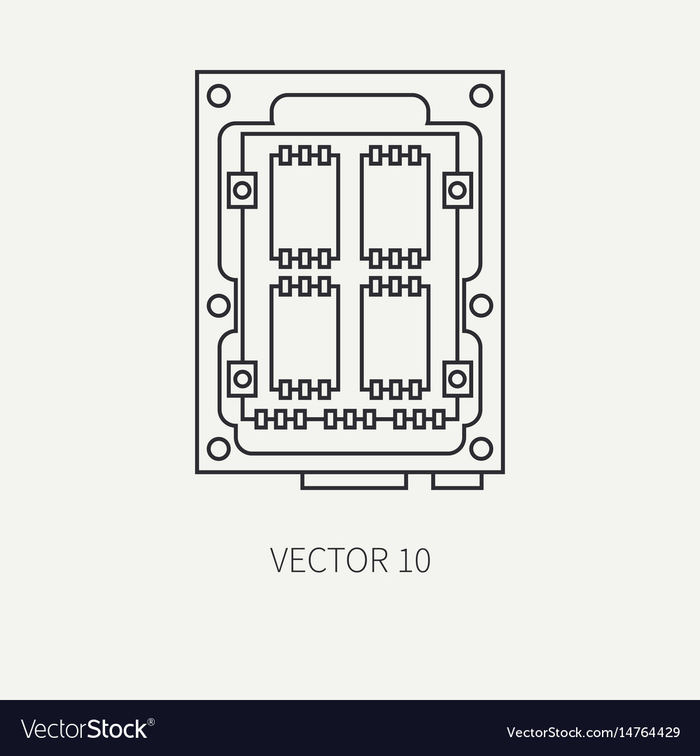 Line flat computer part icon data storage