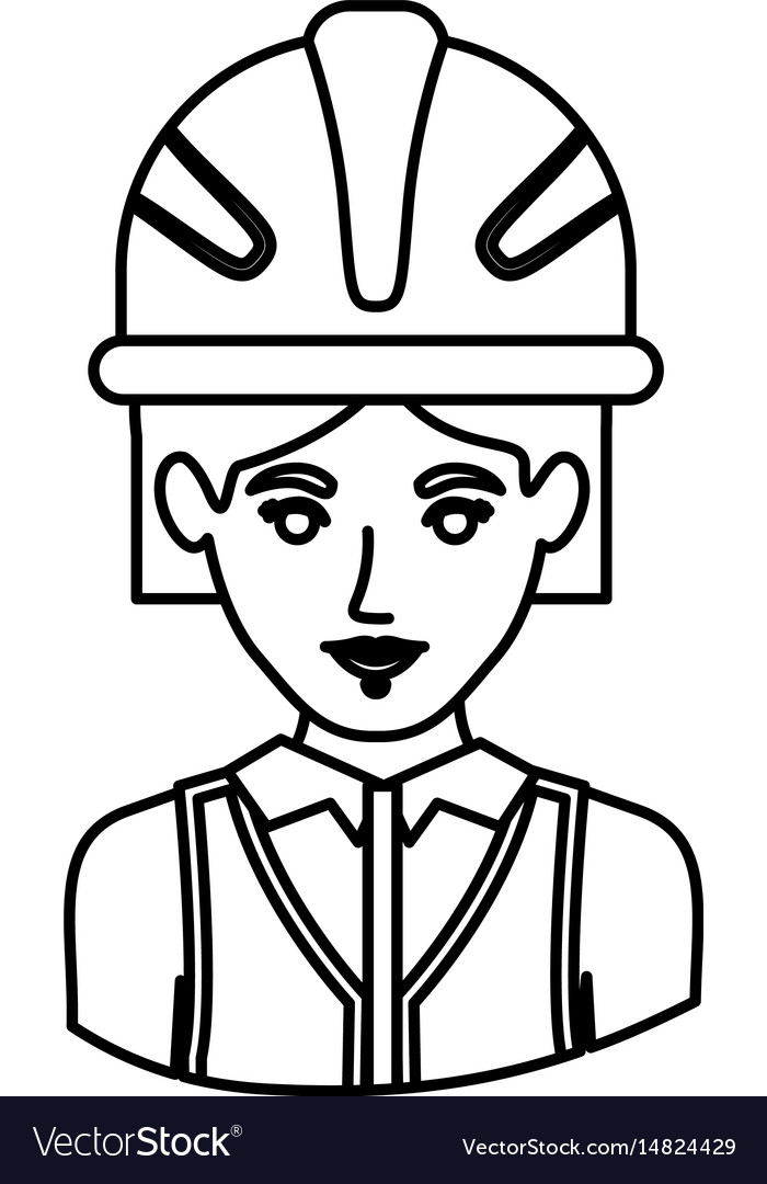 Monochrome contour half body of female architect