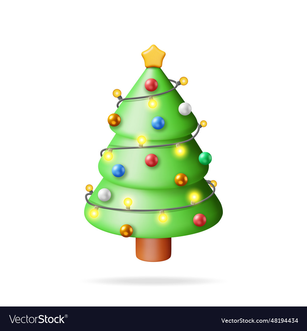 3d christmas tree decorated Royalty Free Vector Image