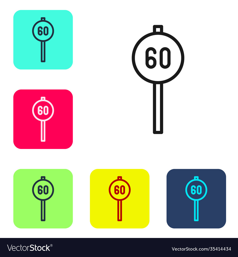Black line speed limit traffic sign 60 km icon vector image Black line speed limit traffic sign 60 km icon