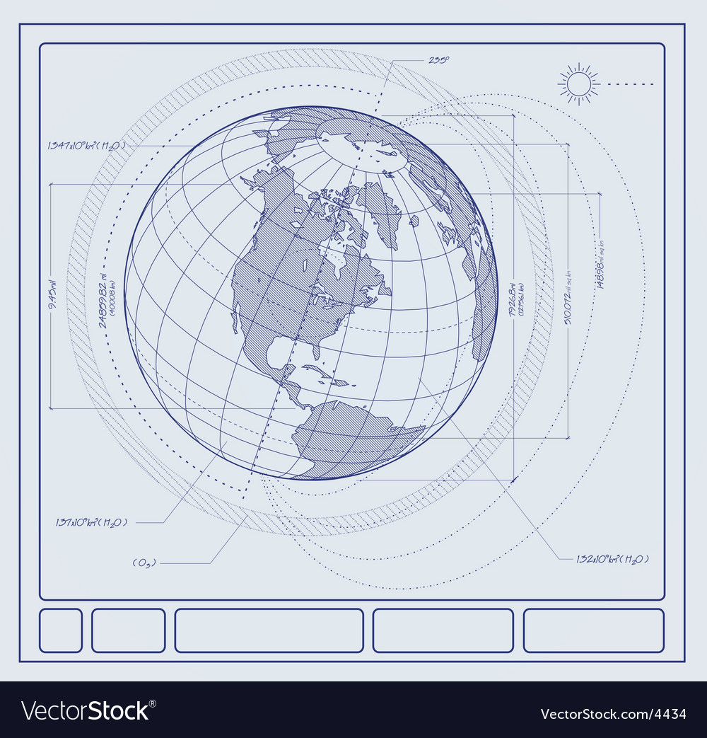 Blueprint earth Royalty Free Vector Image - VectorStock