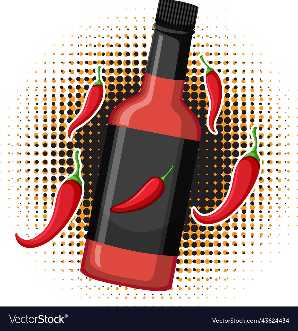 Chili Sauce Bottle In Cartoon Style Royalty Free Vector 0424