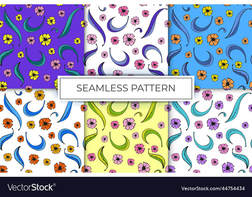 Collection of seamless patterns of floral patterns