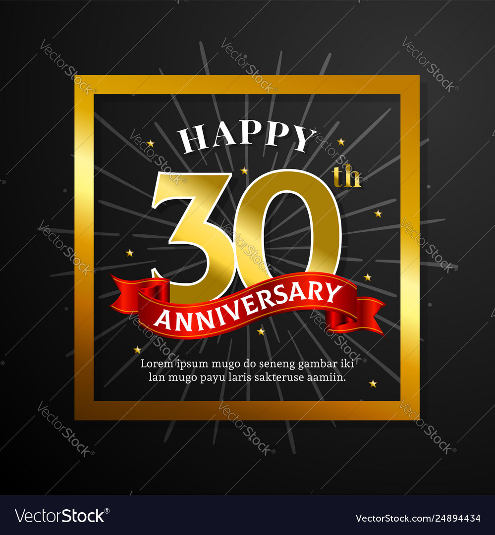 Happy 30th anniversary greeting card design black