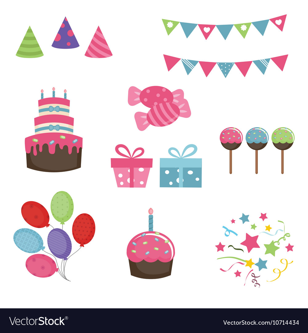 Download Happy birthday icons set Royalty Free Vector Image