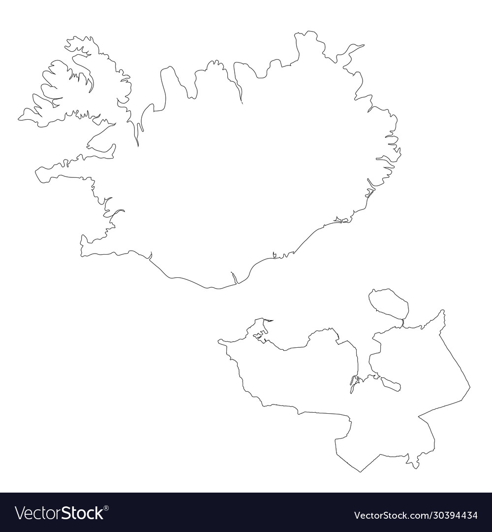 Map iceland and reykjavik country and capital Vector Image