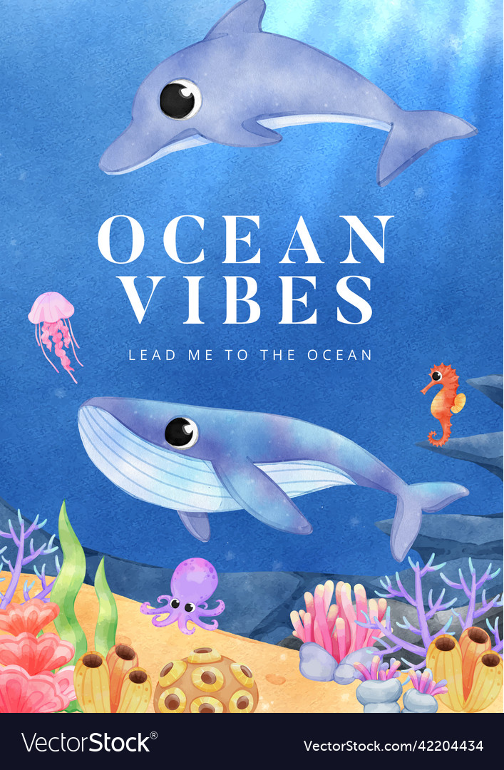 Poster template with explore ocean world