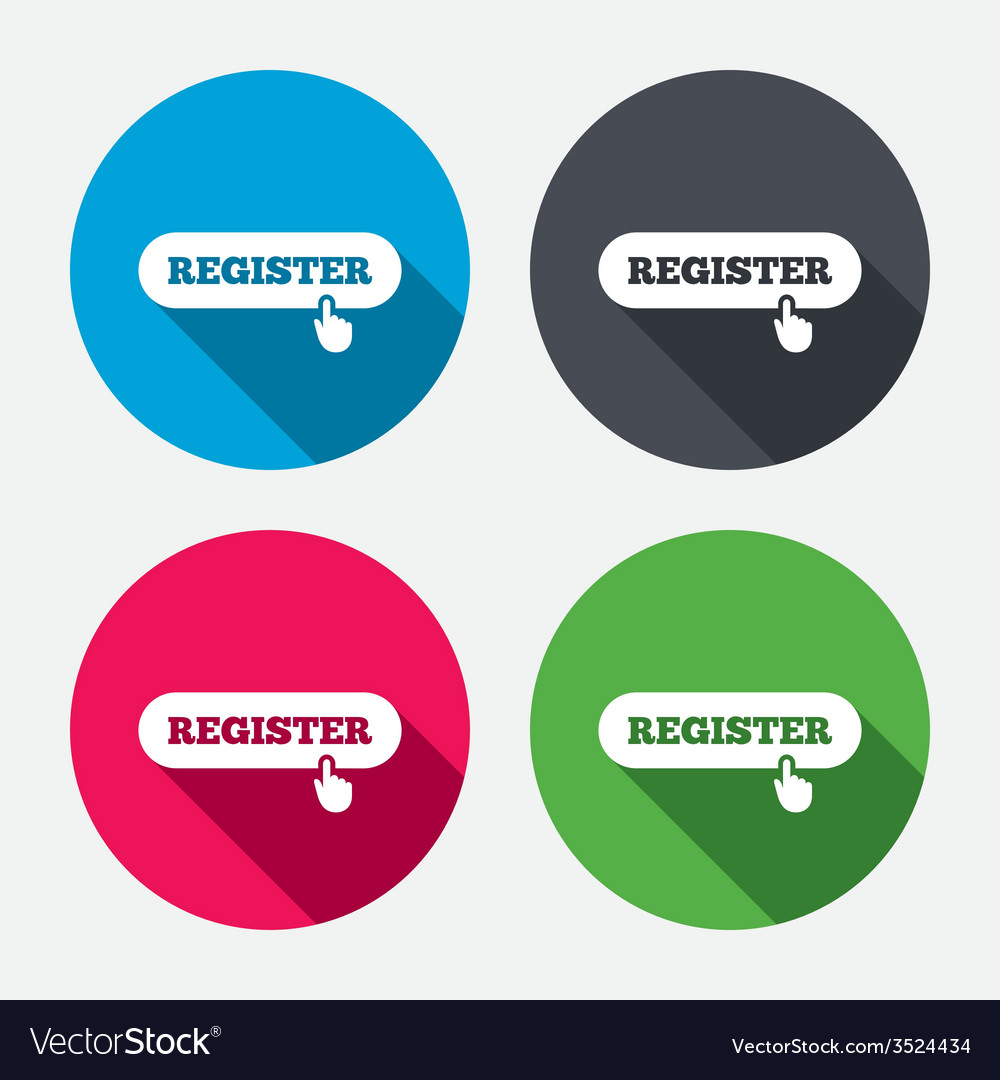 Register with hand pointer icon membership