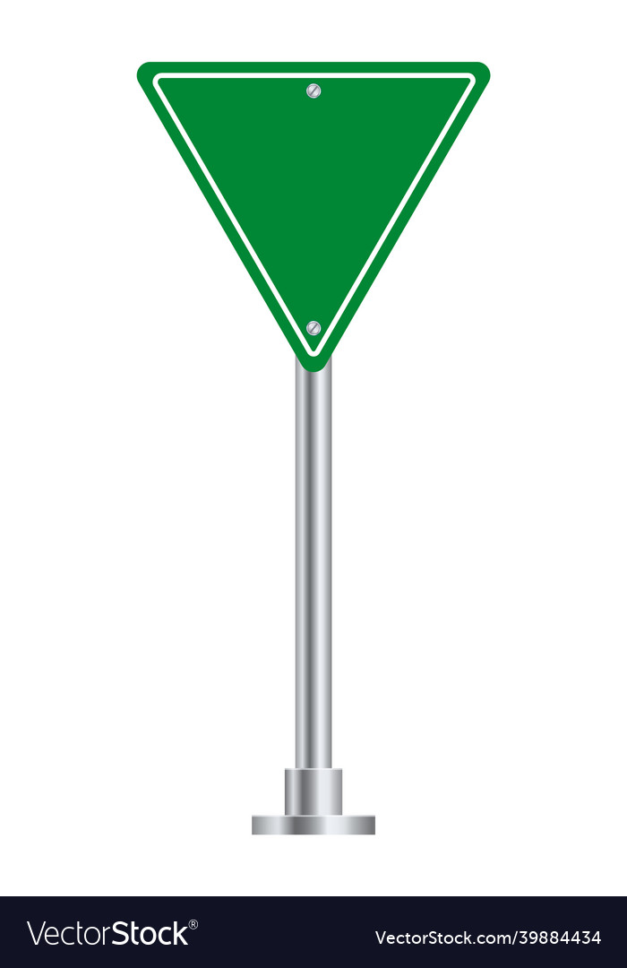 Road sign green triangle blank board for highway