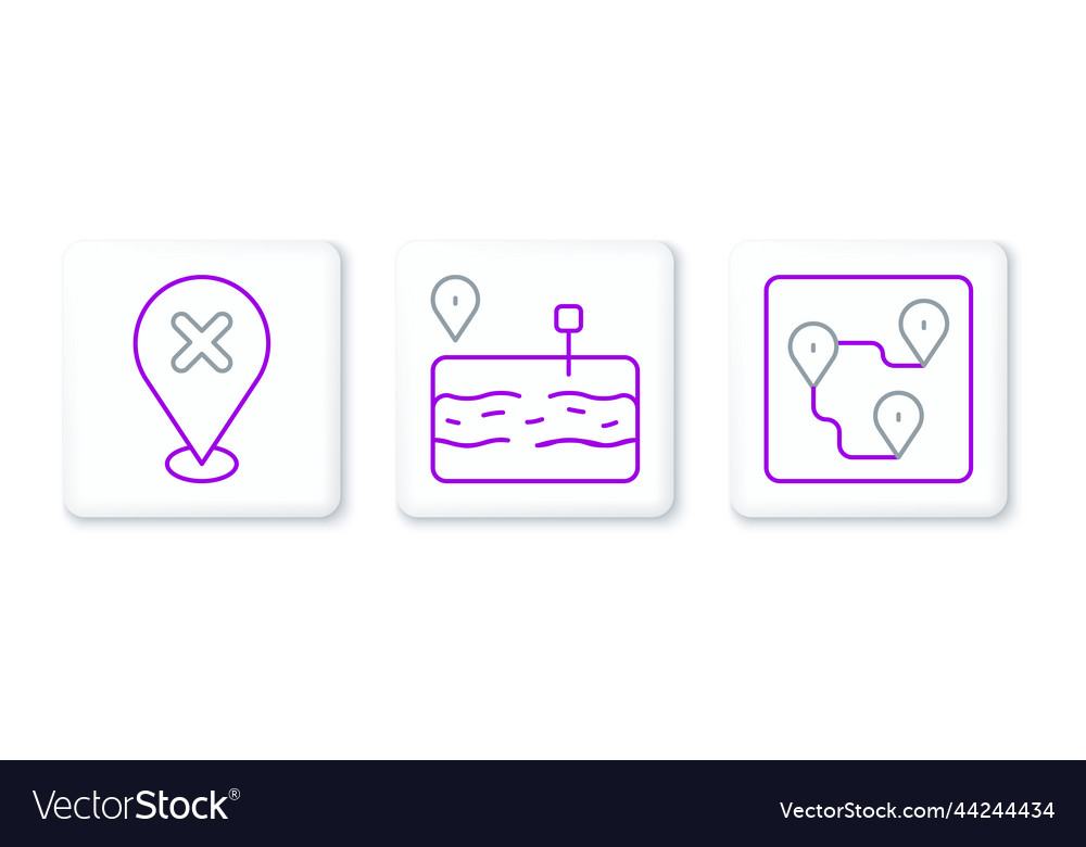Set line route location with cross mark vector image Set line route location with cross mark