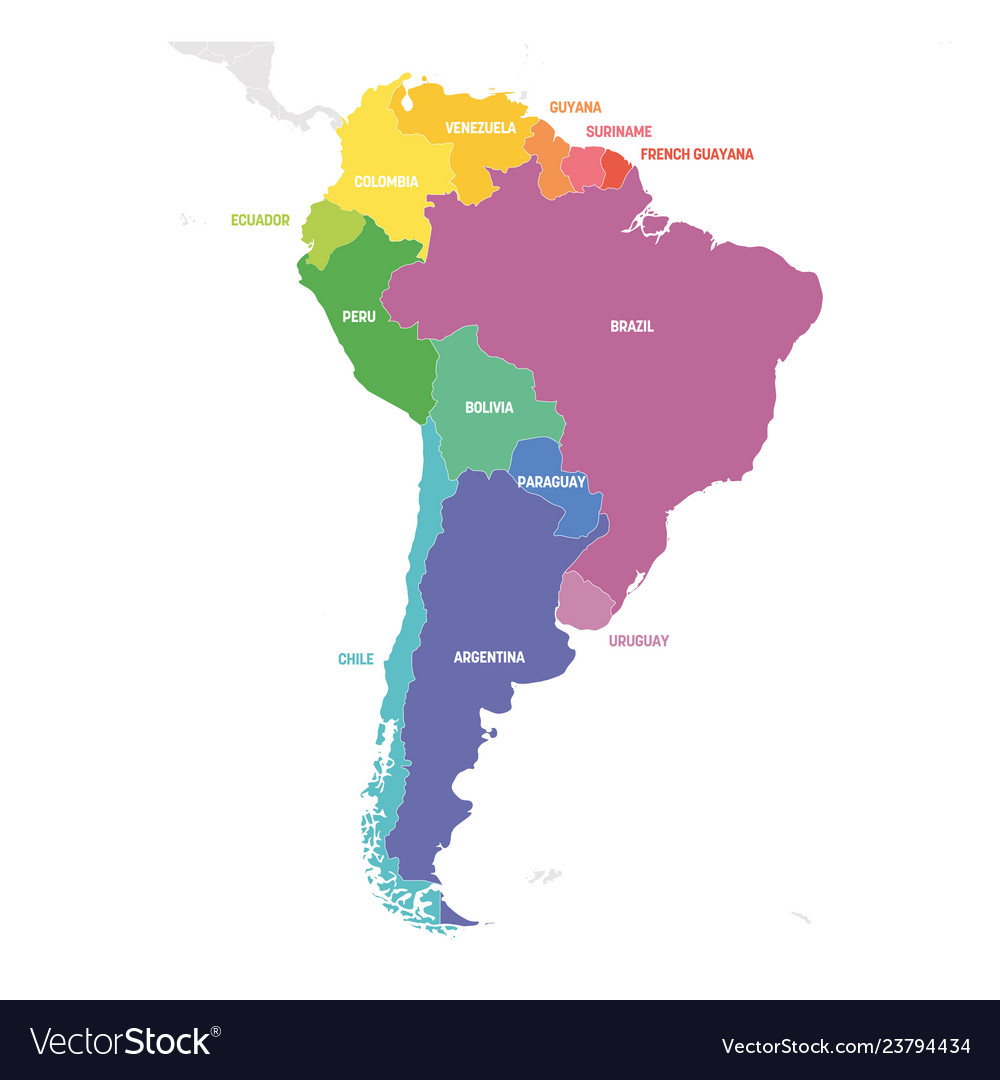 map of countries in south america South America Region Colorful Map Of Countries In Vector Image map of countries in south america