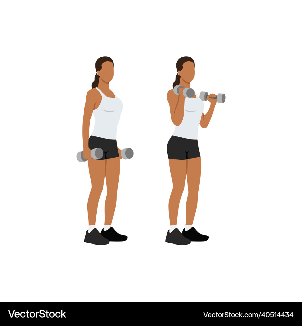 Woman doing dumbbell bicep hammer curls Royalty Free Vector