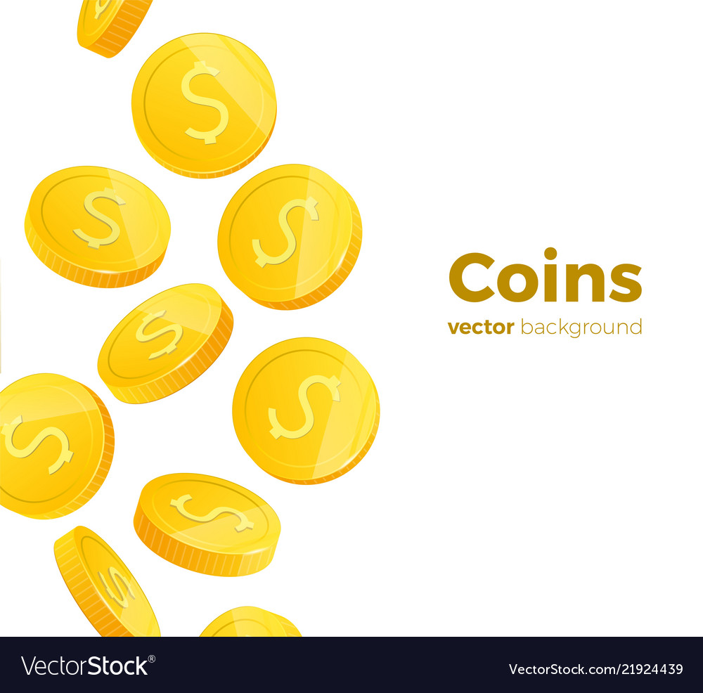 3d realistic gold coins set on white in different vector image 3d realistic gold coins set on white in different