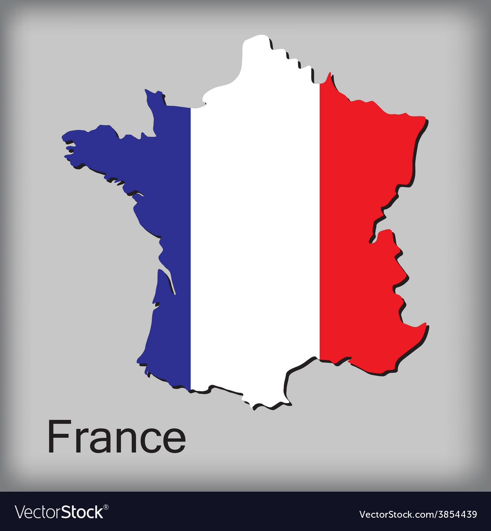 An isolated map france with its flag and text