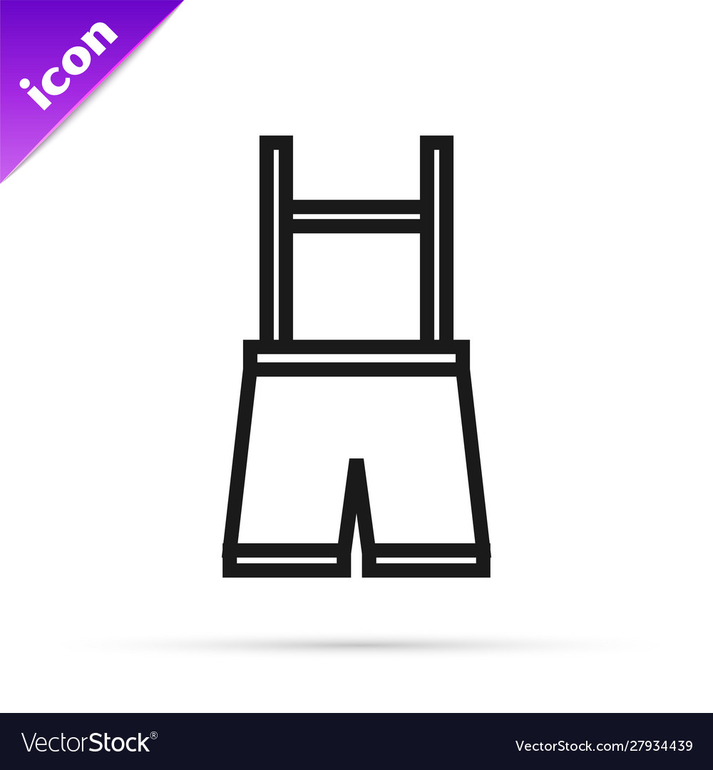 Black line lederhosen icon isolated on white