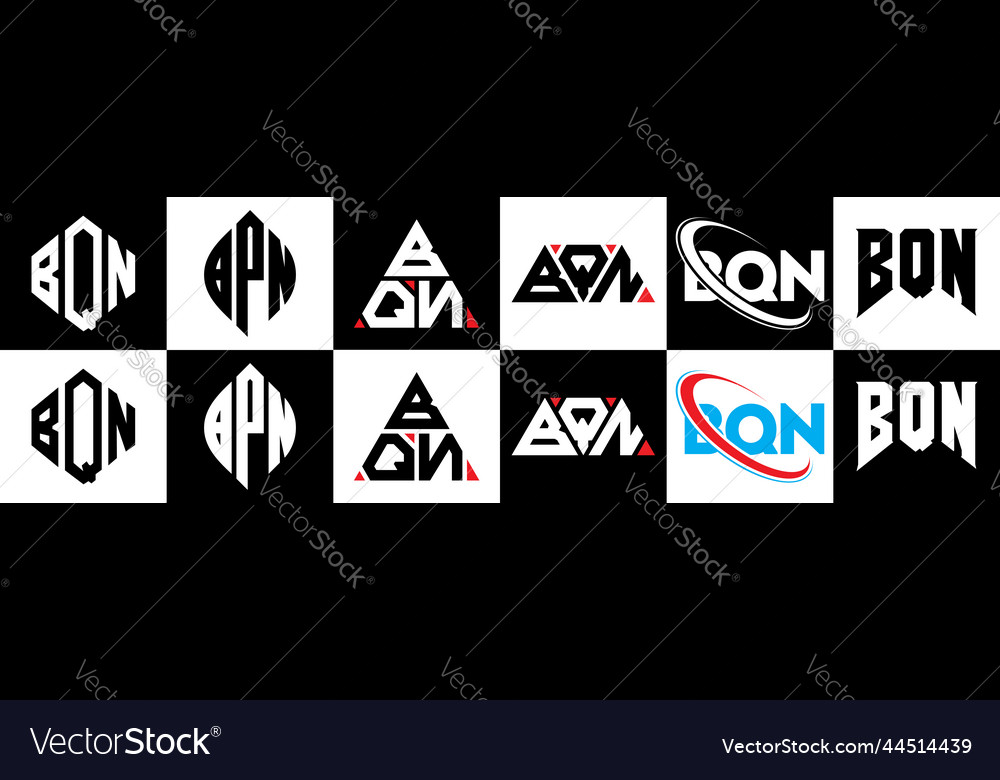 Bqn letter logo design in six style polygon