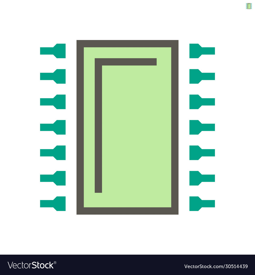 Computer chip processor and technology icon set vector image Computer chip processor and technology icon set