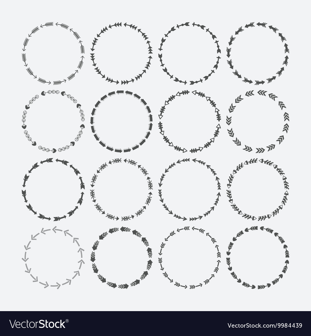 Download Cute black circle arrow border patterns set Vector Image